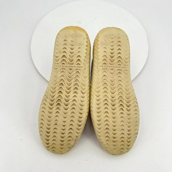 John Varvatos Men Size 7M Cream Washed Canvas Leather Pull On Laceless Shoes - Picture 11 of 15